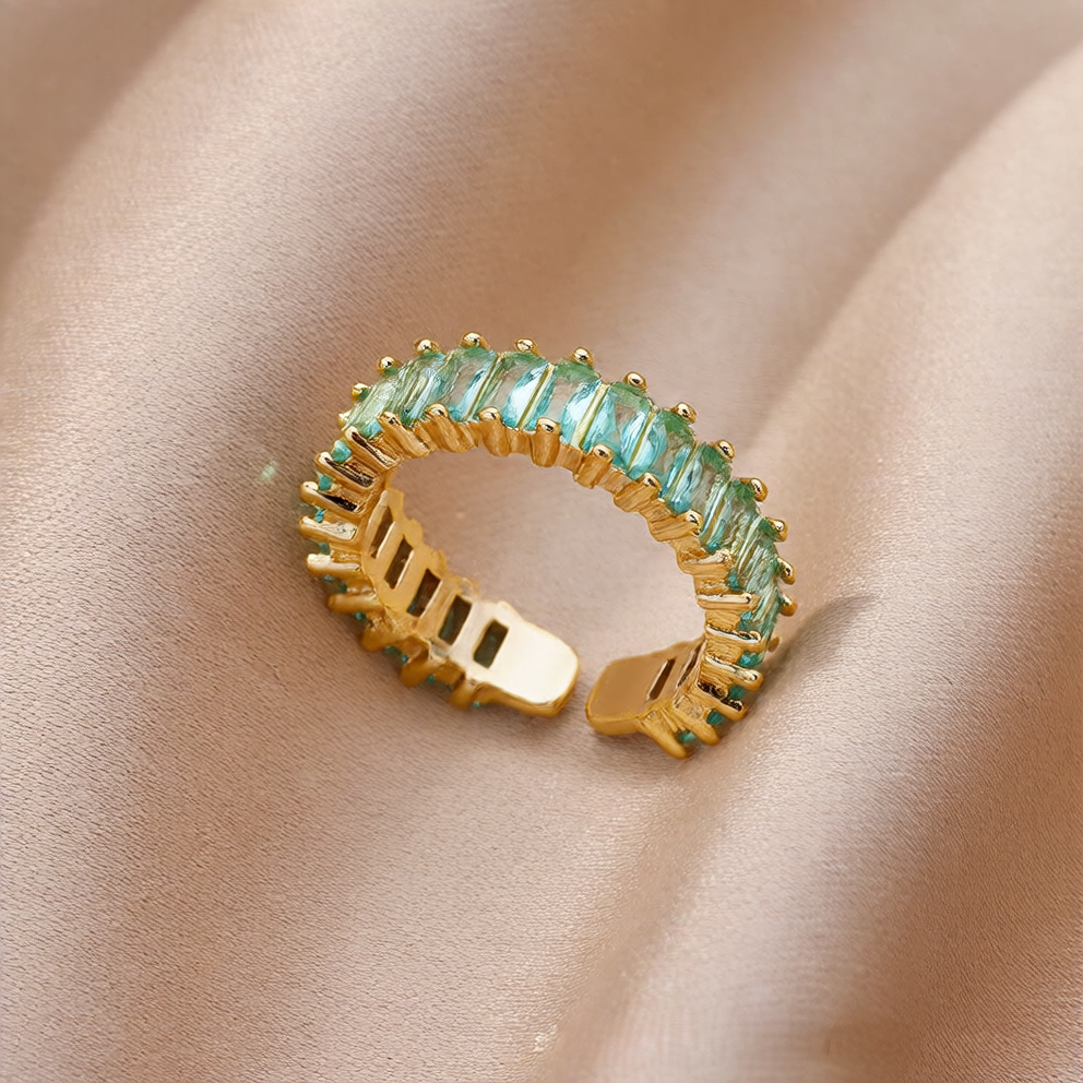Colorful zircon open ring