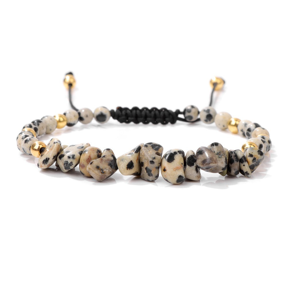 Natural crushed stone beads and stones woven bracelet