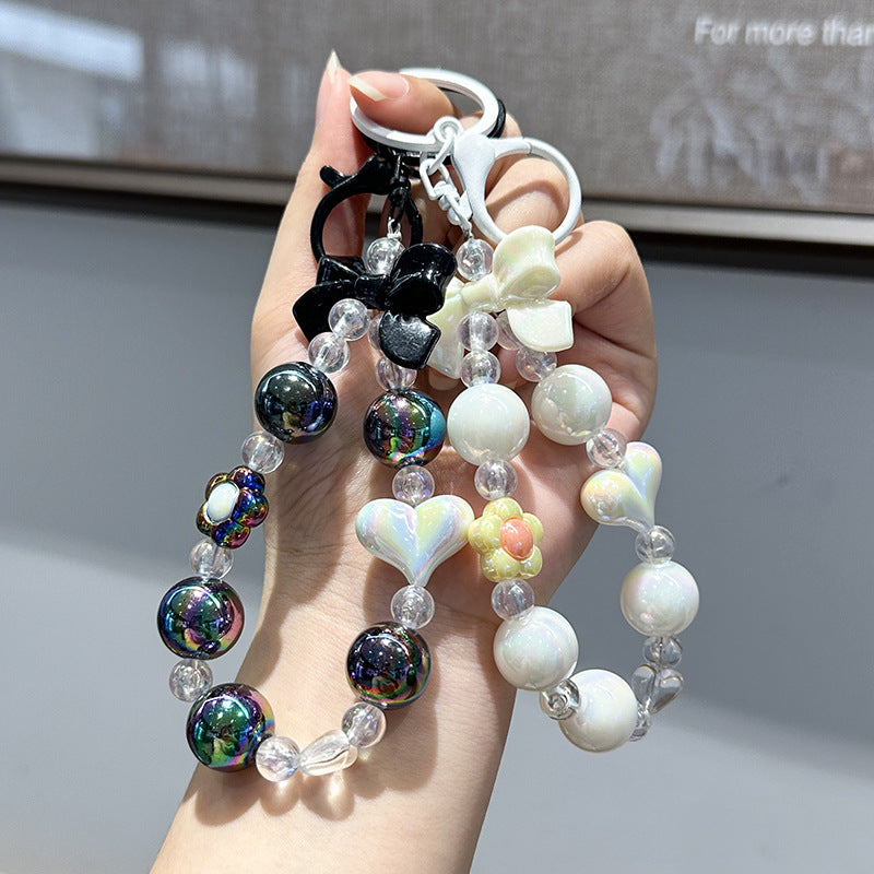 Cute Flower Bow Beaded Key Chain