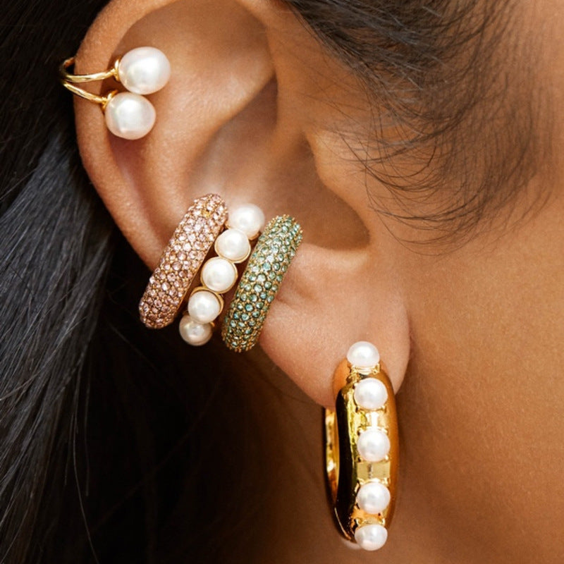 Diamond-studded vintage earrings