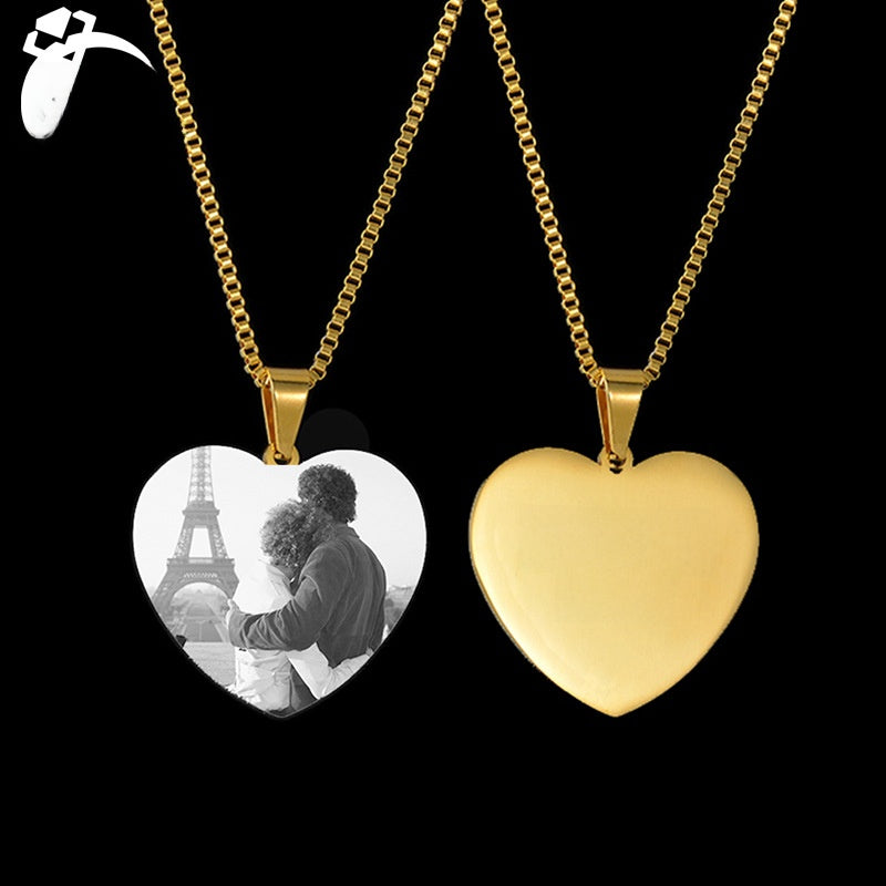 Personalized Stainless Steel Heart Necklace with Laser Engraving