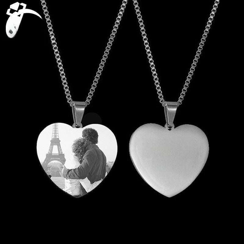 Personalized Stainless Steel Heart Necklace with Laser Engraving