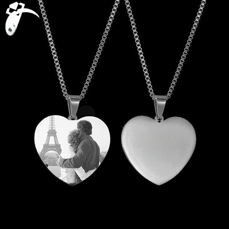 Personalized Stainless Steel Heart Necklace with Laser Engraving