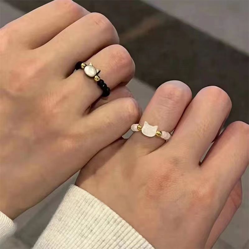 Adjustable Cat Couple's Matching Rings