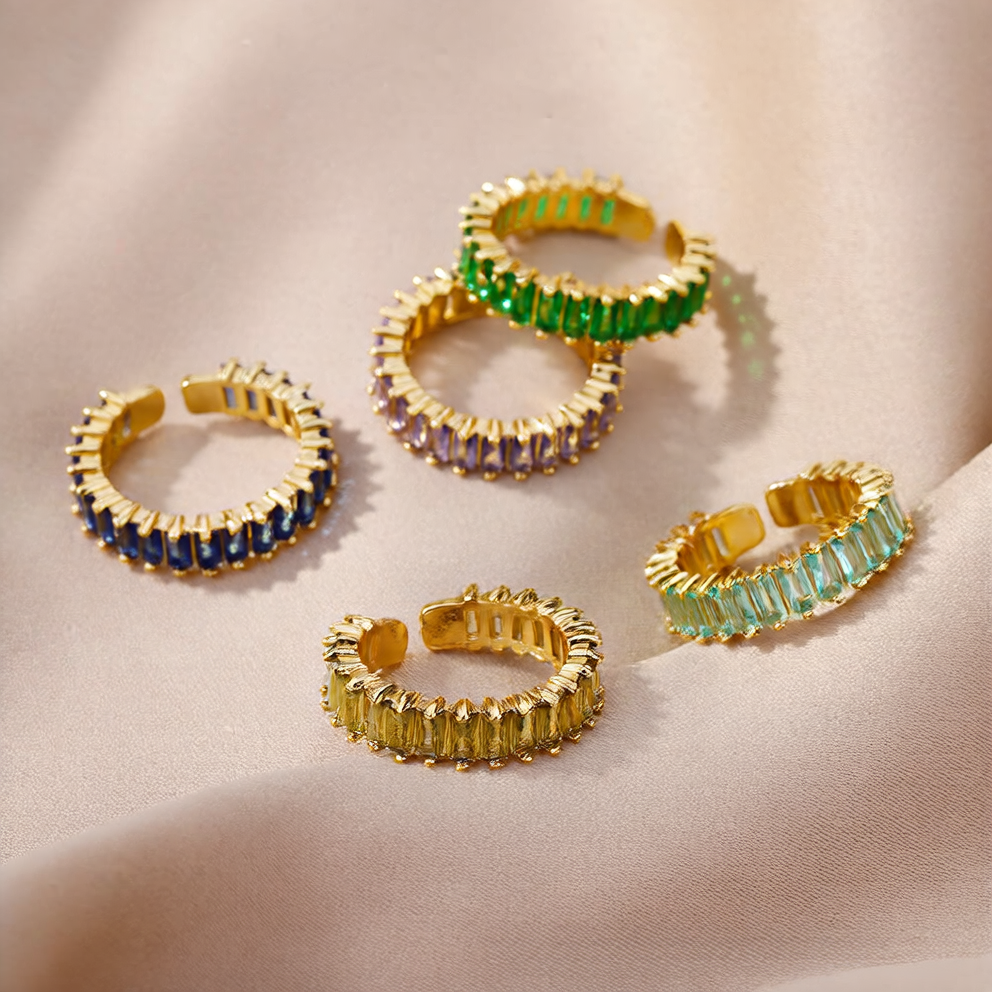 Colorful zircon open ring