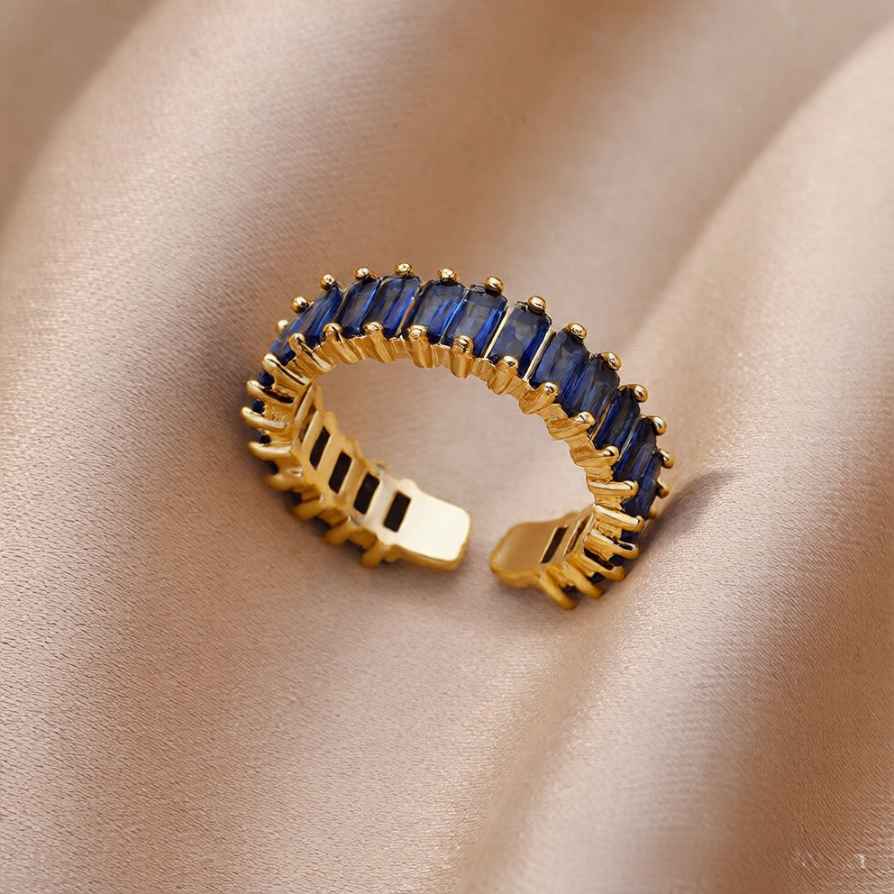 Colorful zircon open ring