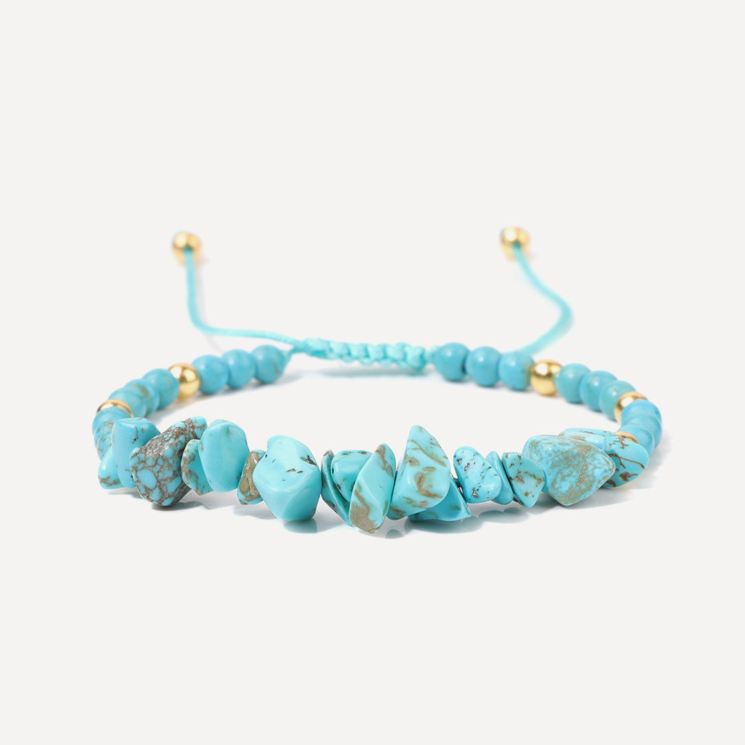 Natural crushed stone beads and stones woven bracelet