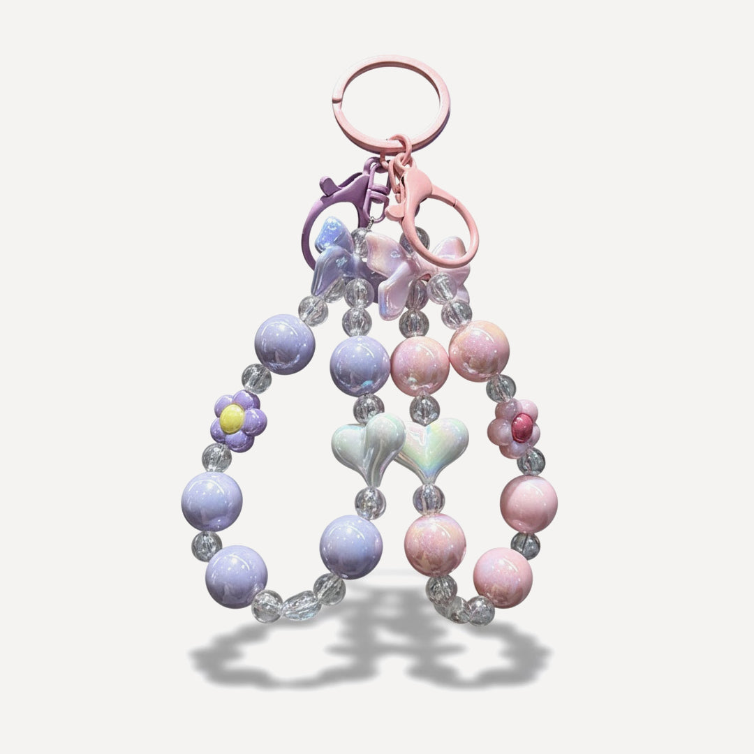 Cute Flower Bow Beaded Key Chain