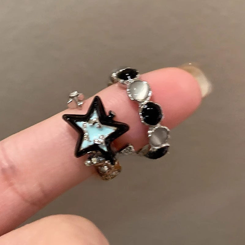 Star opal rings, fashionable and versatile, temperament, hot girl design, open rings