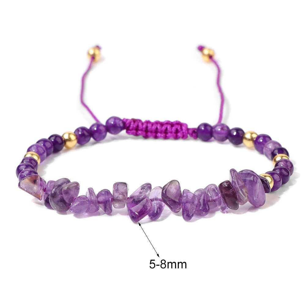 Natural crushed stone beads and stones woven bracelet