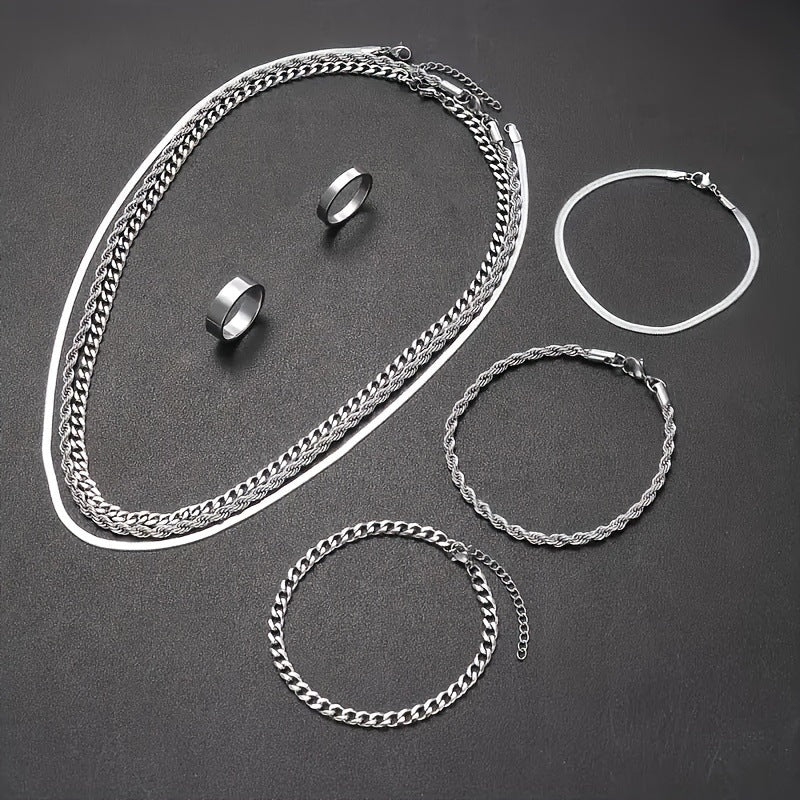 Stainless steel necklace and bracelet jewelry set