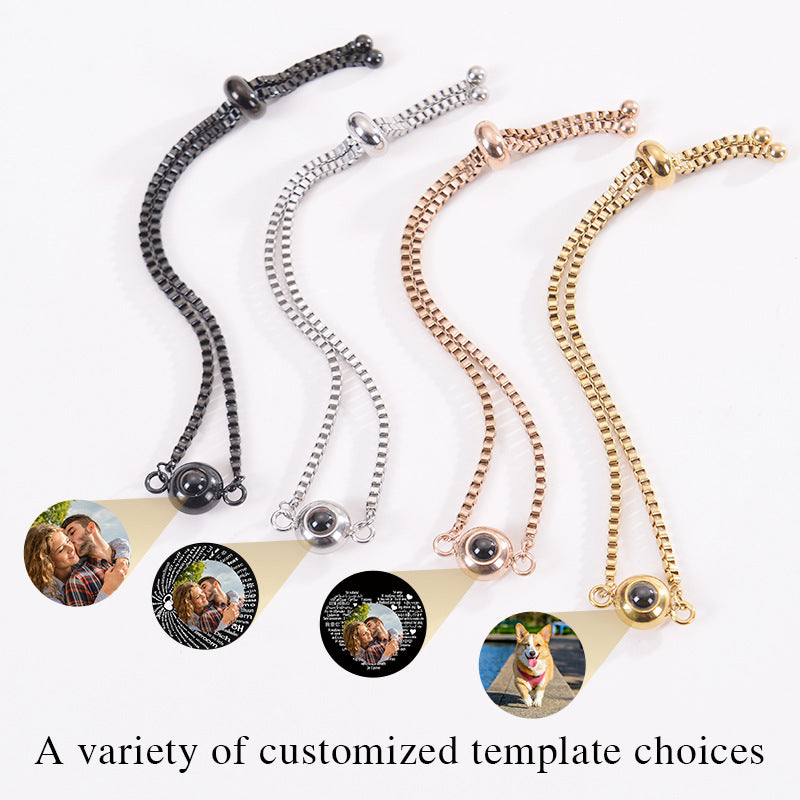 Customizable I Love You Projection Stainless Steel Bracelet