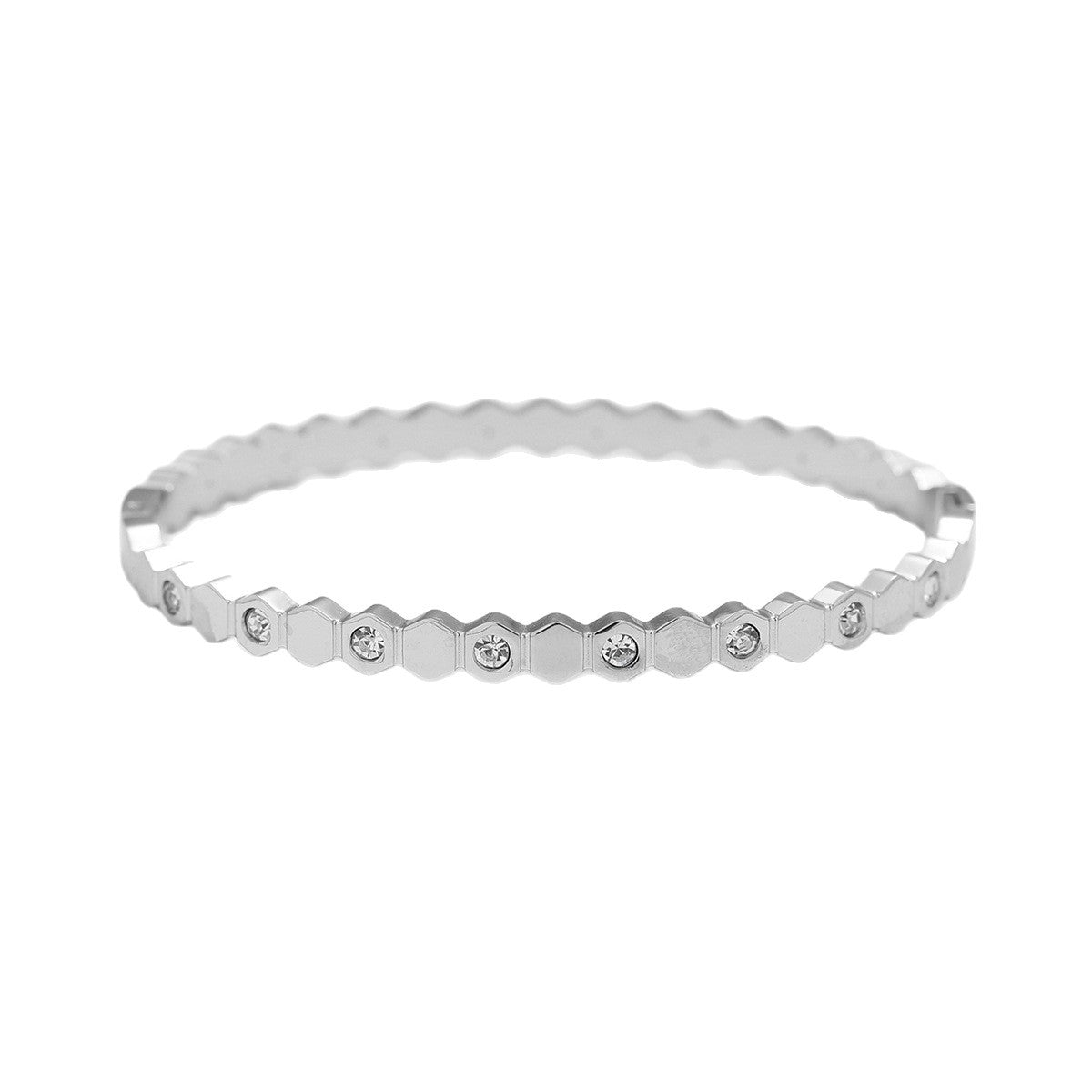 Titanium Steel Hollow Diamond Bracelet for Women