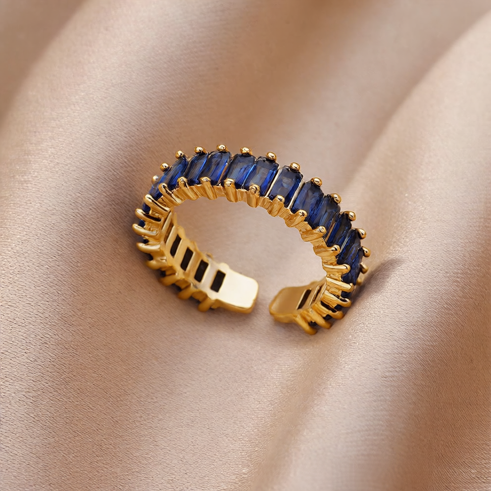 Colorful zircon open ring