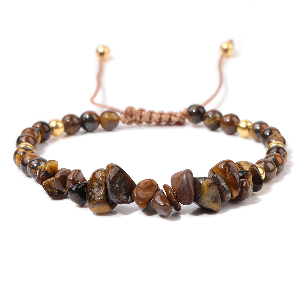 Natural crushed stone beads and stones woven bracelet