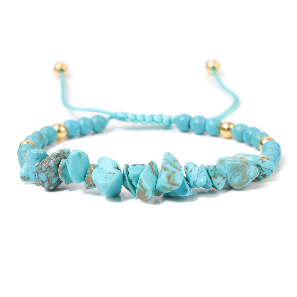 Natural crushed stone beads and stones woven bracelet