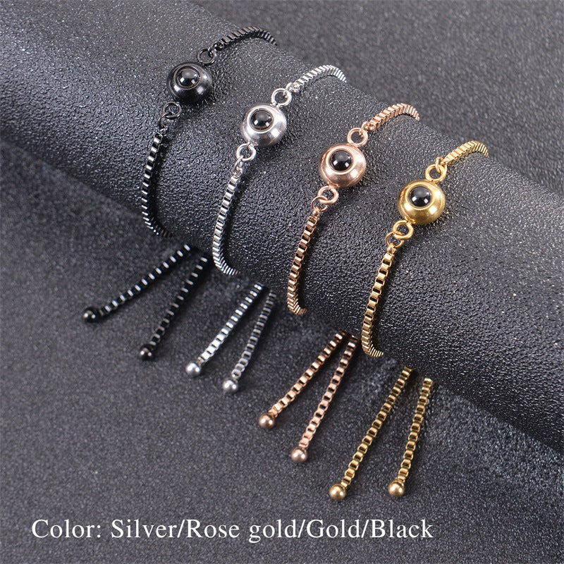 Customizable I Love You Projection Stainless Steel Bracelet