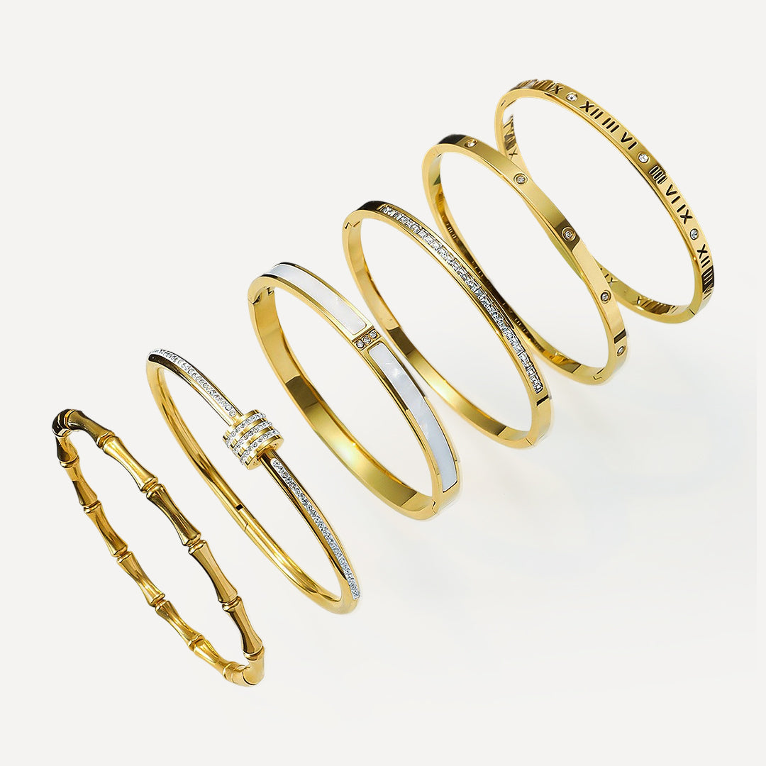 Titanium Steel Hollow Diamond Bracelet for Women