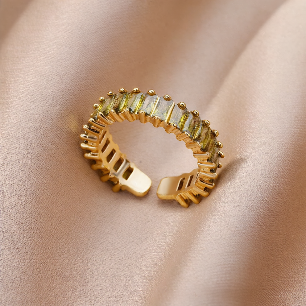 Colorful zircon open ring